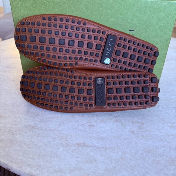Gucci Brown Leather Men's Loafers Slip-Ons 9.5 US - Picture 4 of 13